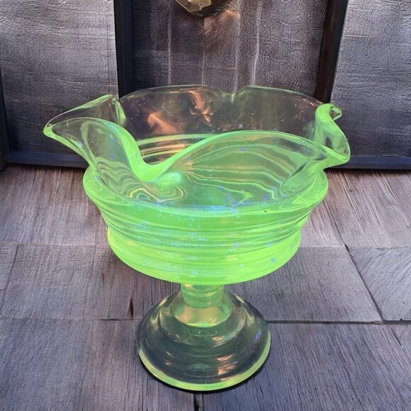 PartyLite Sundae Pillar Candle Holder Votive Cup Clear Manganese 365nm UV Single - Picture 1 of 14